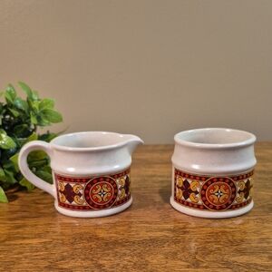 SADLER Vintage 'Celtic Rancher Border Mission' Stoneware Creamer & Open Sugar